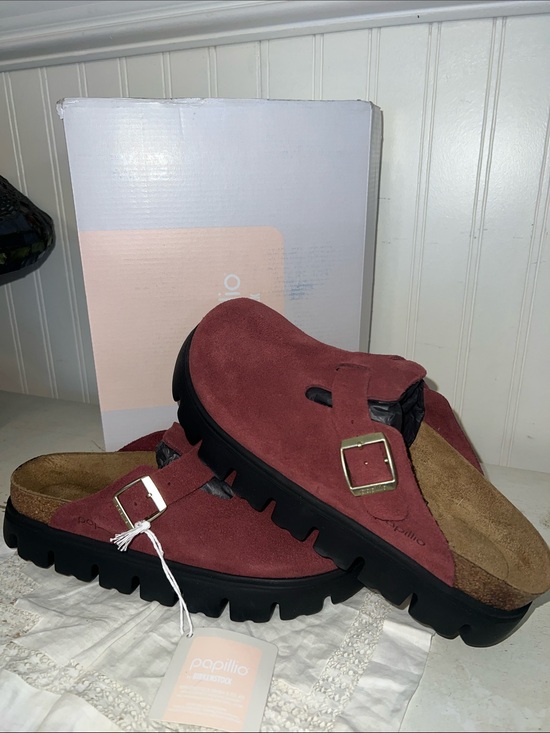 Birkenstock Shoes - Papillio by Birkenstock Boston Chunky Zinfandel suede leather size 9